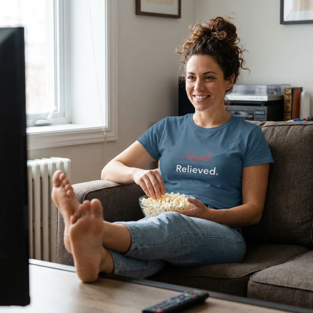 "Single. Relieved." T-Shirt