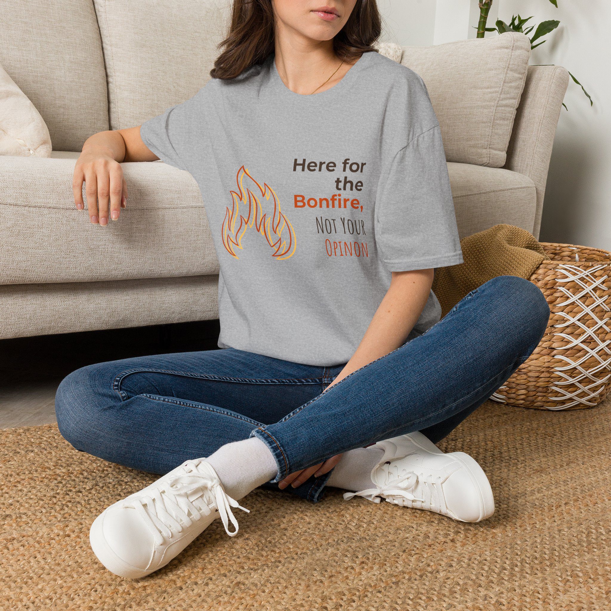 "Here for the Bonfire, Not Your Opinion" Casual Tee - Image 2